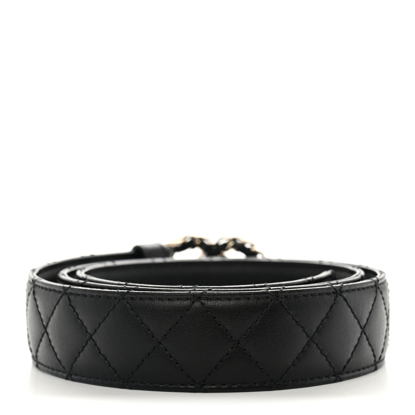 Calfskin Quilted CC Chain Belt 90 36 Black