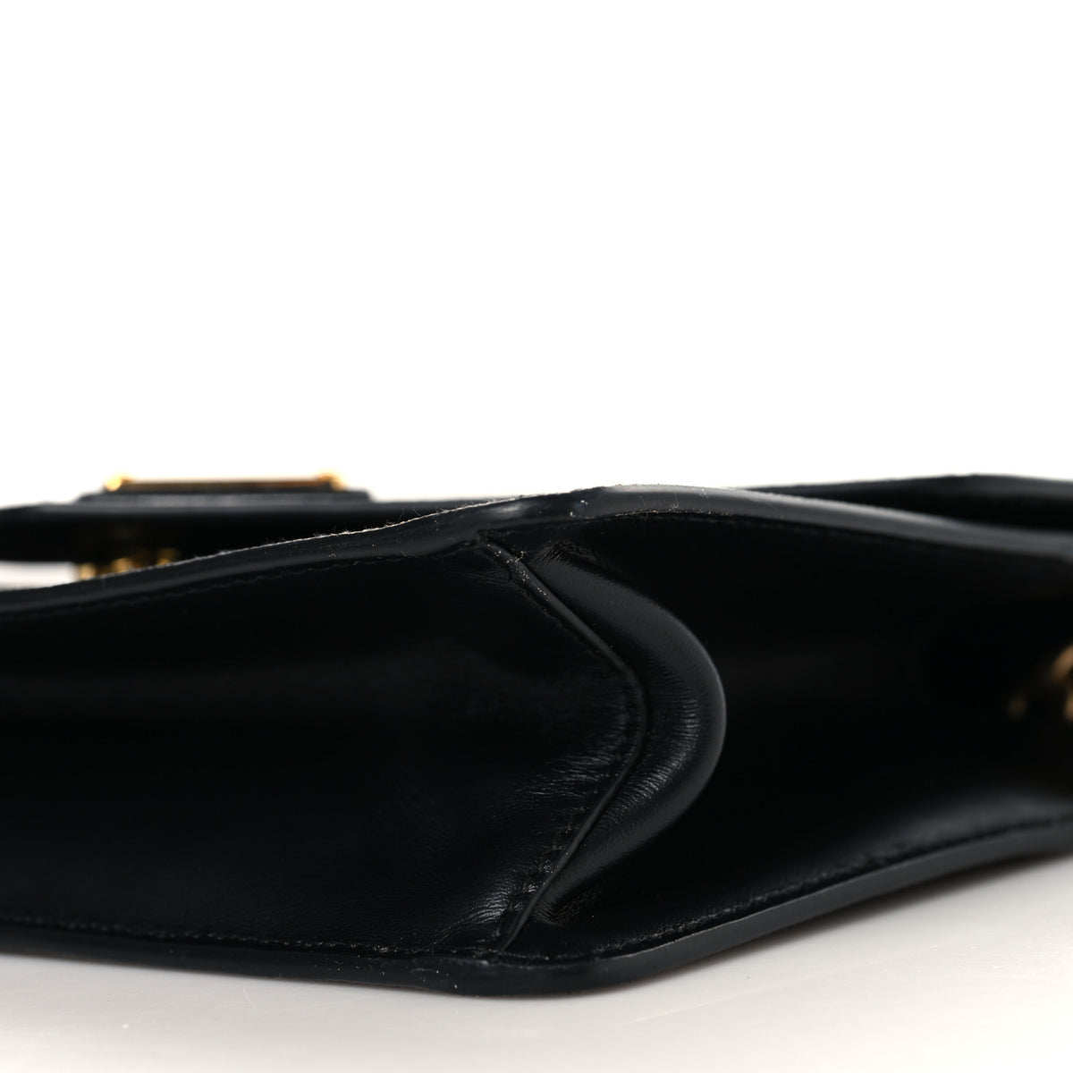Prada Saffiano Soft Calfskin Metal Triangle Logo Envelope Chain Shoulder Bag Black 9 of 9