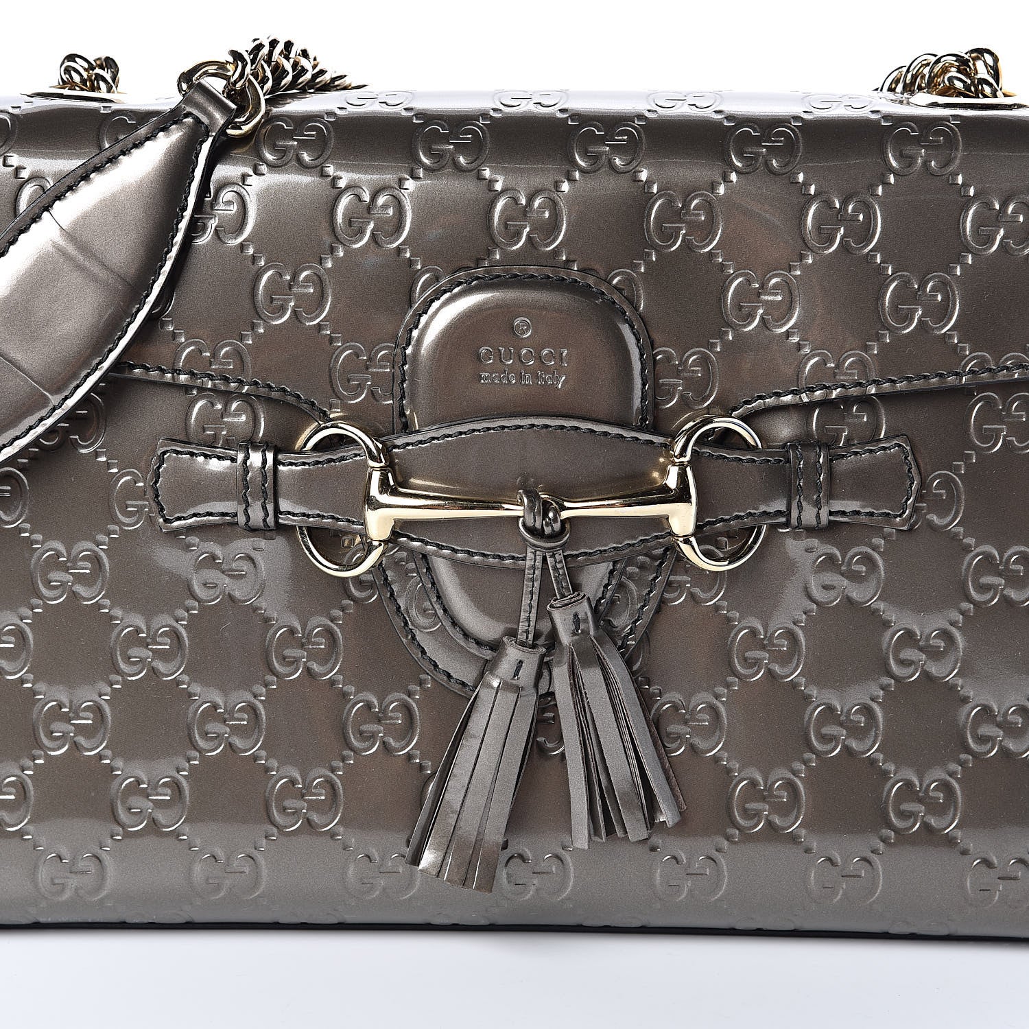 Gucci Shine Guccissima Medium Emily Chain Shoulder Bag Sasso 10 of 10