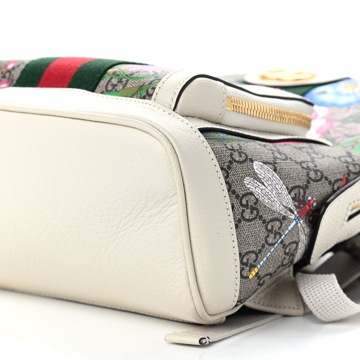GG Supreme Monogram Flora Web Small Ophidia Day Backpack White