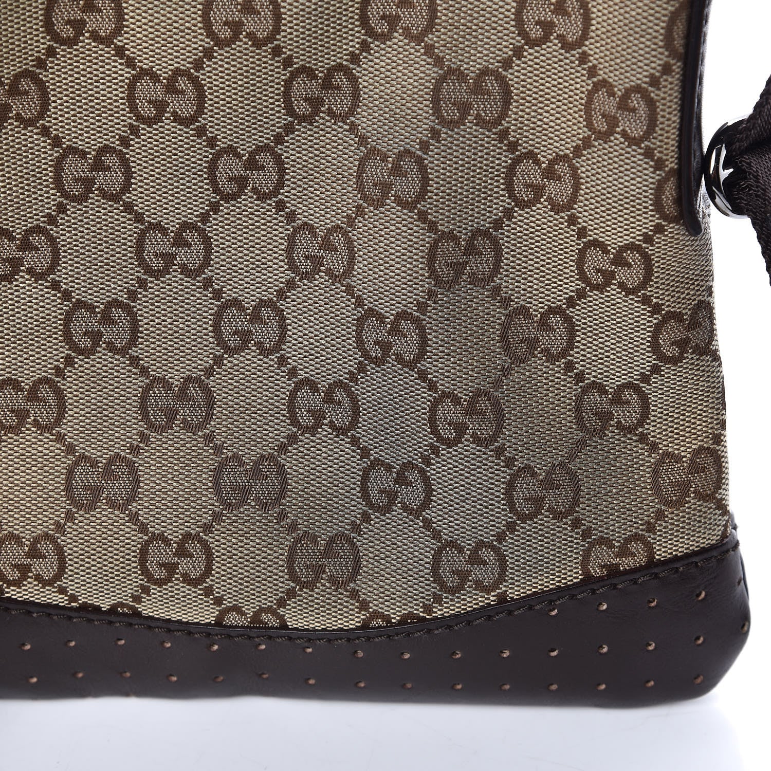 Gucci Monogram Calfskin Perforated Small Flat Messenger Bag Dark Brown 8 of 10