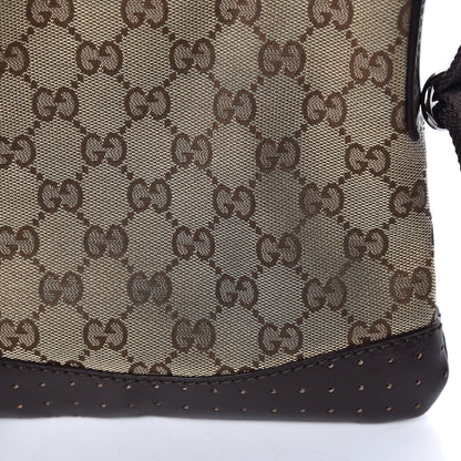 Gucci Monogram Calfskin Perforated Small Flat Messenger Bag Dark Brown 8 of 10
