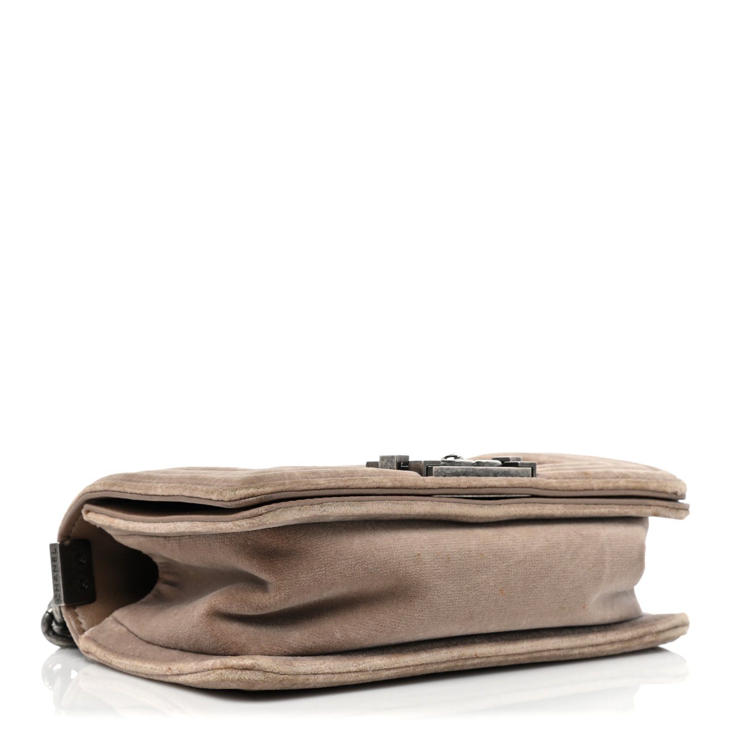 Velvet Quilted Small Boy Flap Beige