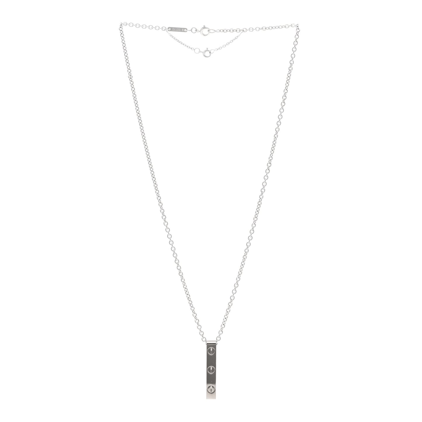 18K White Gold LOVE Bar Pendant Necklace