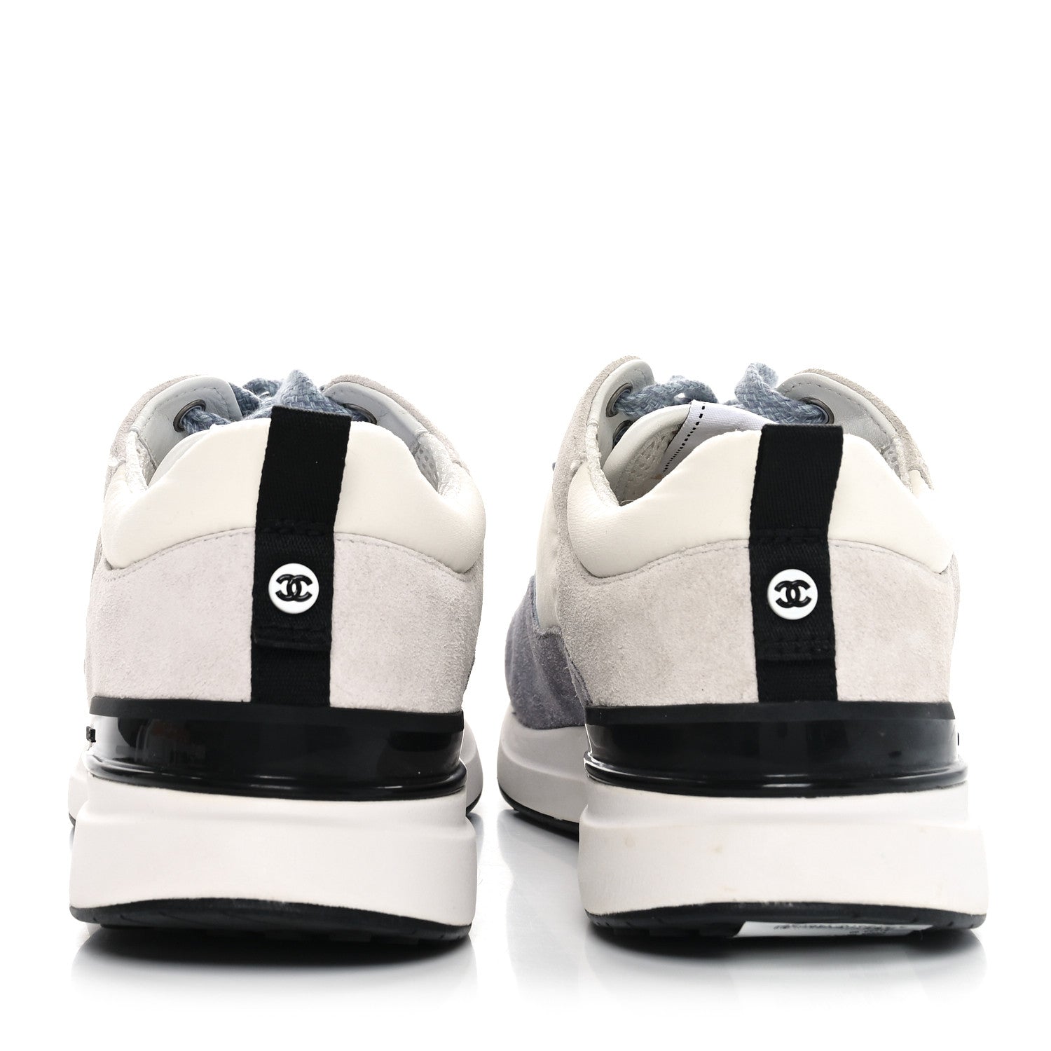 Chanel Fabric Suede Calfskin Logo Sneakers 41 White Light Gray 5 of 9