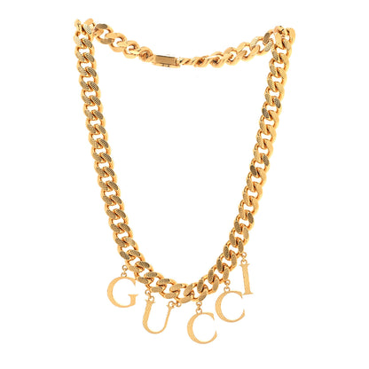 Gucci Metal Script Logo Interlocking Chain Necklace Gold 3 of 5
