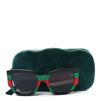 Gucci Acetate Web Oversized Frame Rectangle Sunglasses GG0276S Black Multicolor 9 of 9