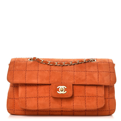 Chanel Suede Square Quilted Flap Orange 1 of 12