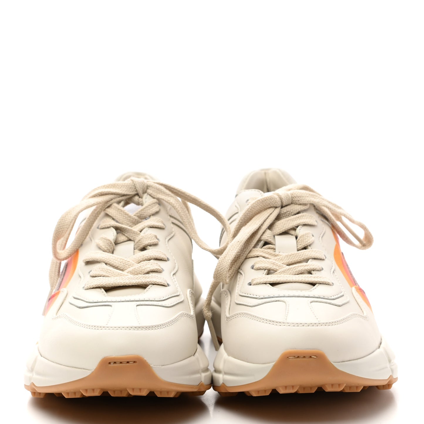 Calfskin Interlocking G Heart Rhyton Sneakers 35.5 Mystic White