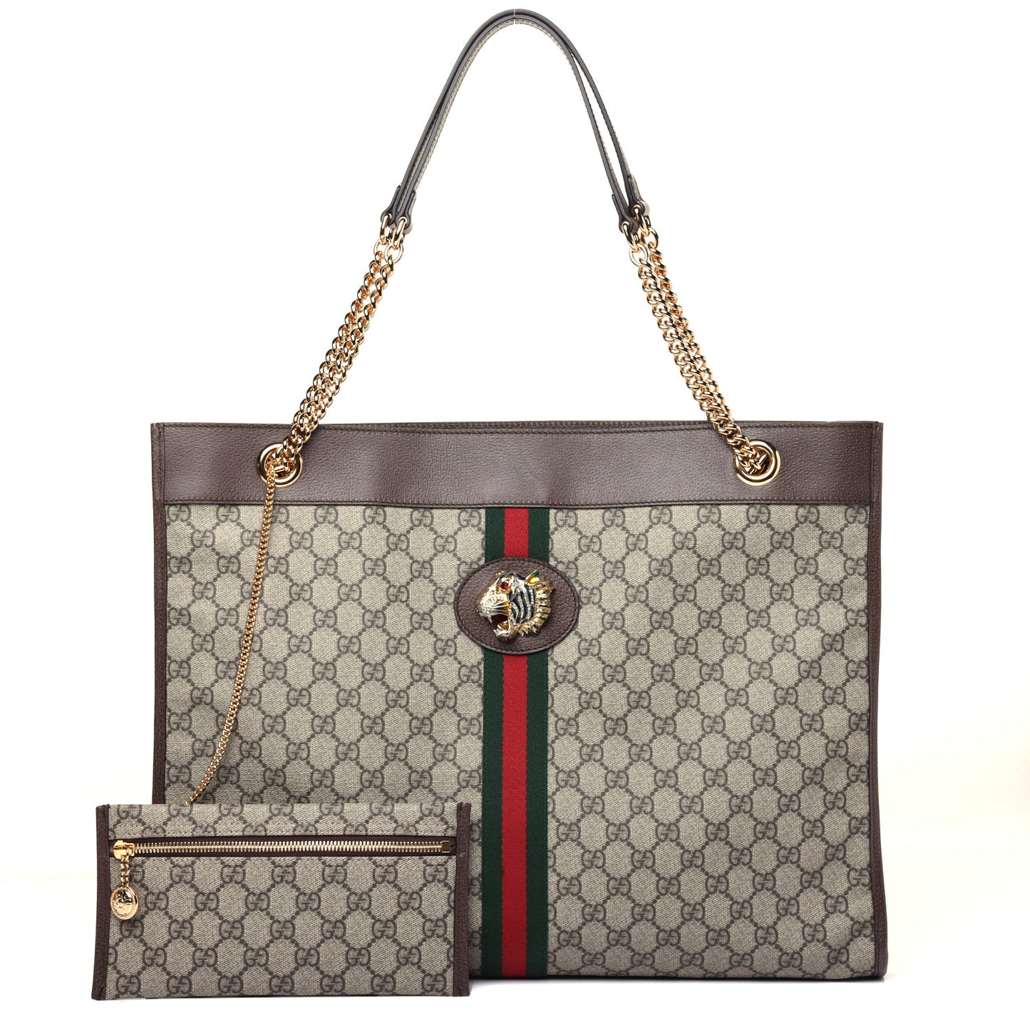 GG Supreme Monogram Large Rajah Chain Tote Beige New Acero
