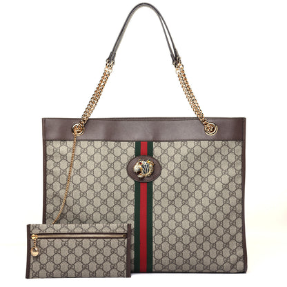 Gucci GG Supreme Monogram Large Rajah Chain Tote Beige New Acero 1 of 16