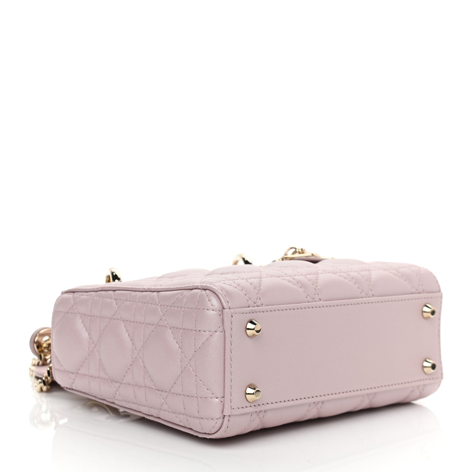 Christian Dior Metallic Lambskin Cannage Mini Lady Dior Lotus 4 of 10