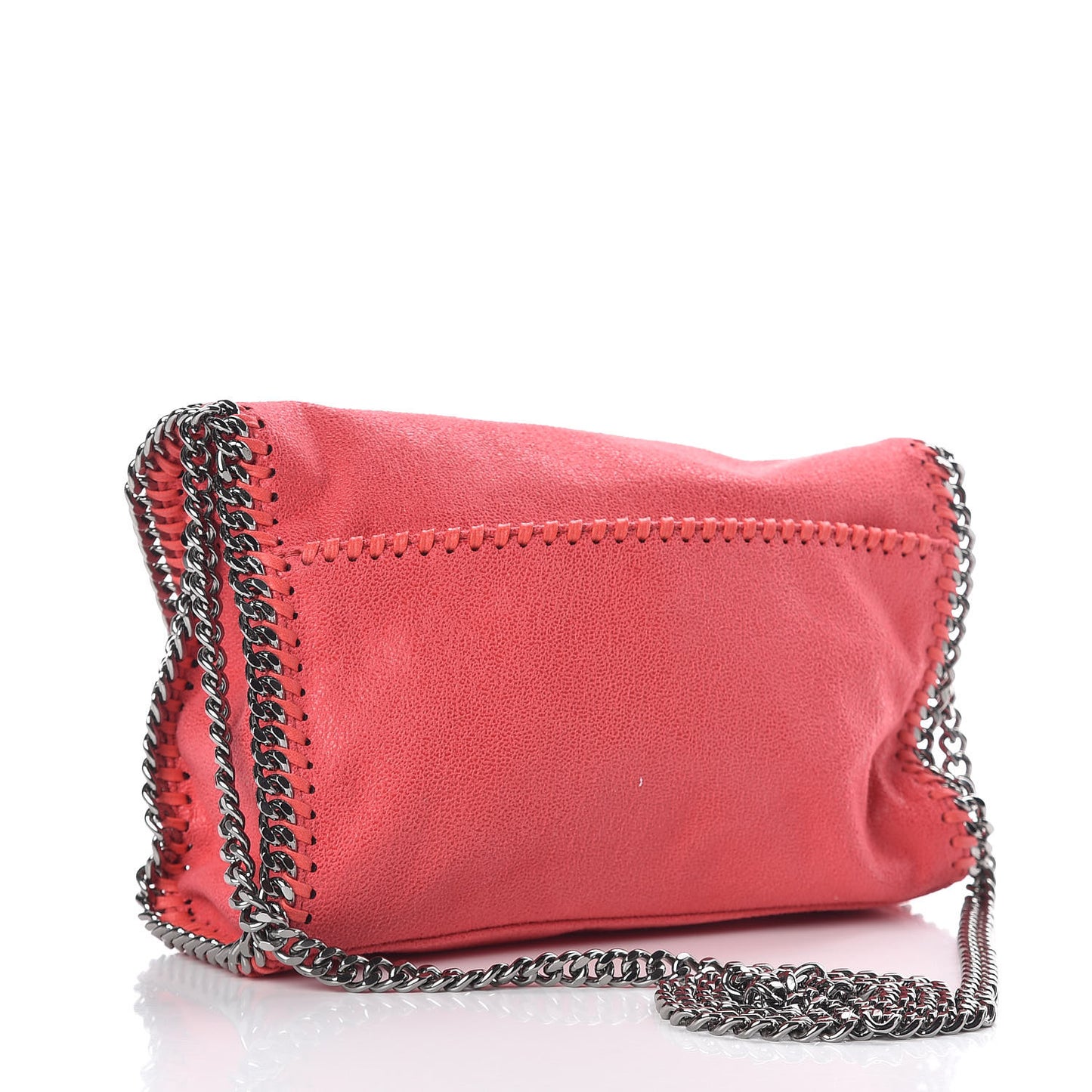 Shaggy Deer Stone Embellished Mini Falabella Foldover Tote Pink Fluo