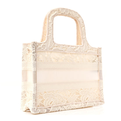 Christian Dior Transparent Embroidered Mesh Macrame Mini Book Tote White 3 of 12
