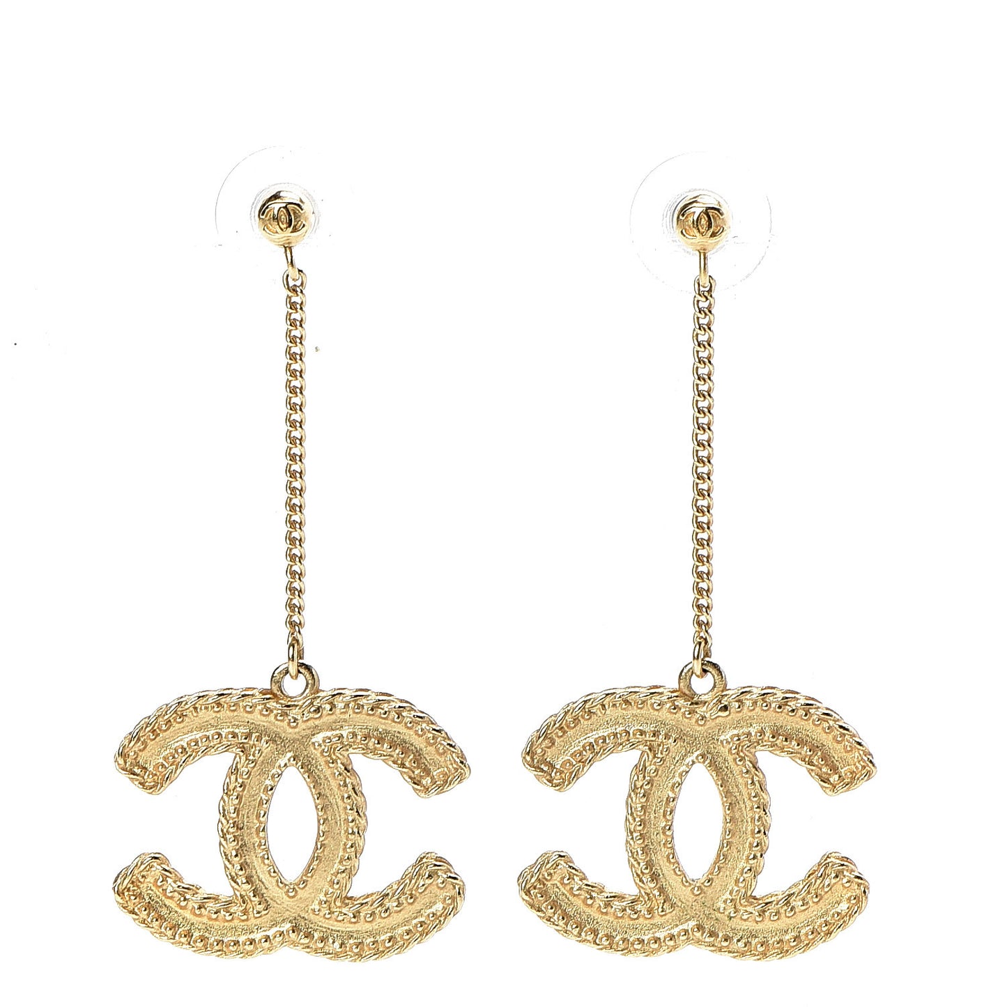 CC Drop Earrings Matte Gold