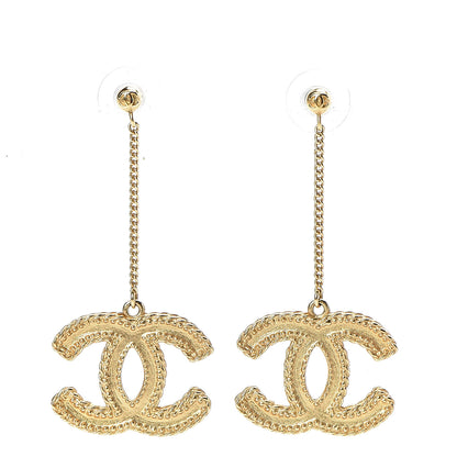 Chanel CC Drop Earrings Matte Gold 1 of 5