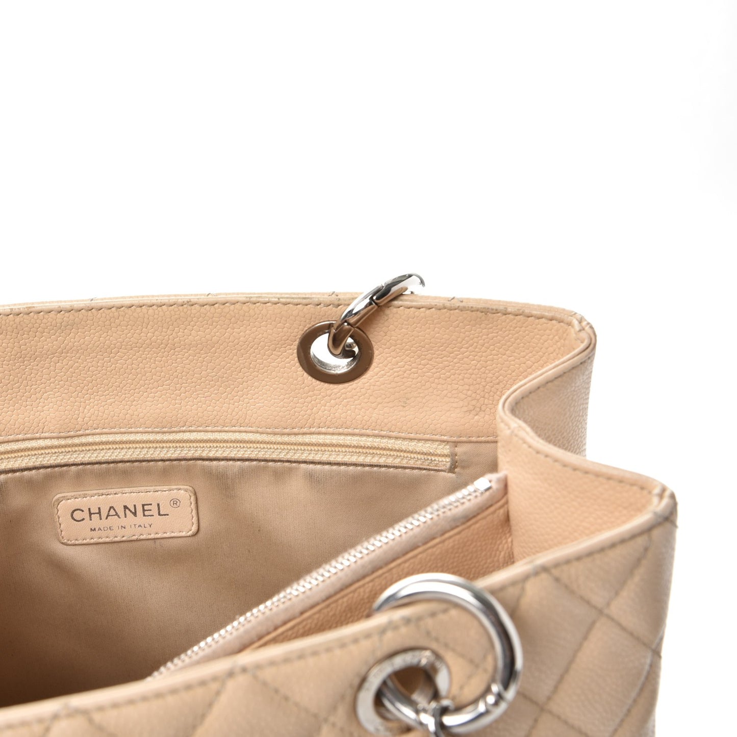 Caviar Quilted Grand Shopping Tote GST Beige Clair