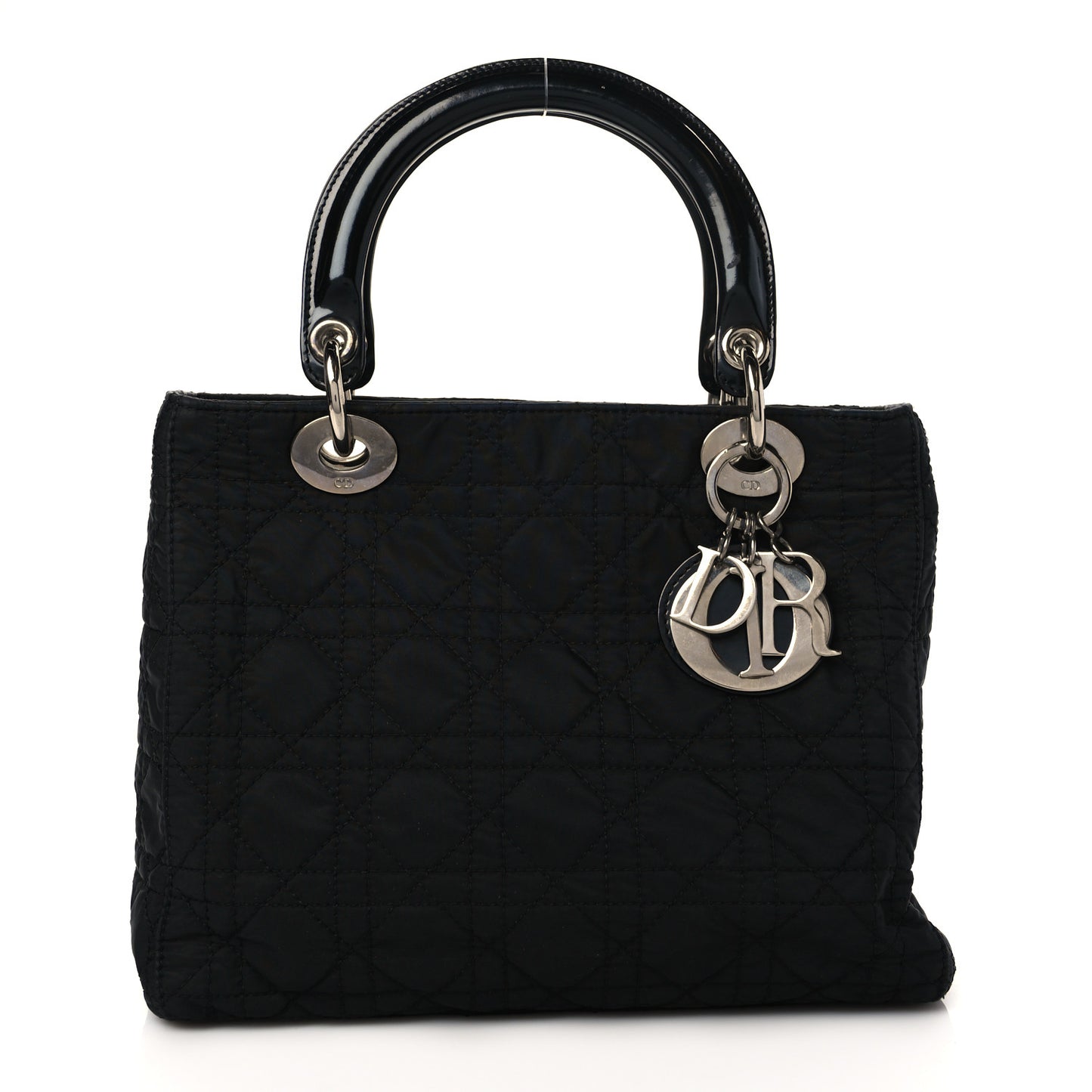 Nylon Cannage Medium Lady Dior Black