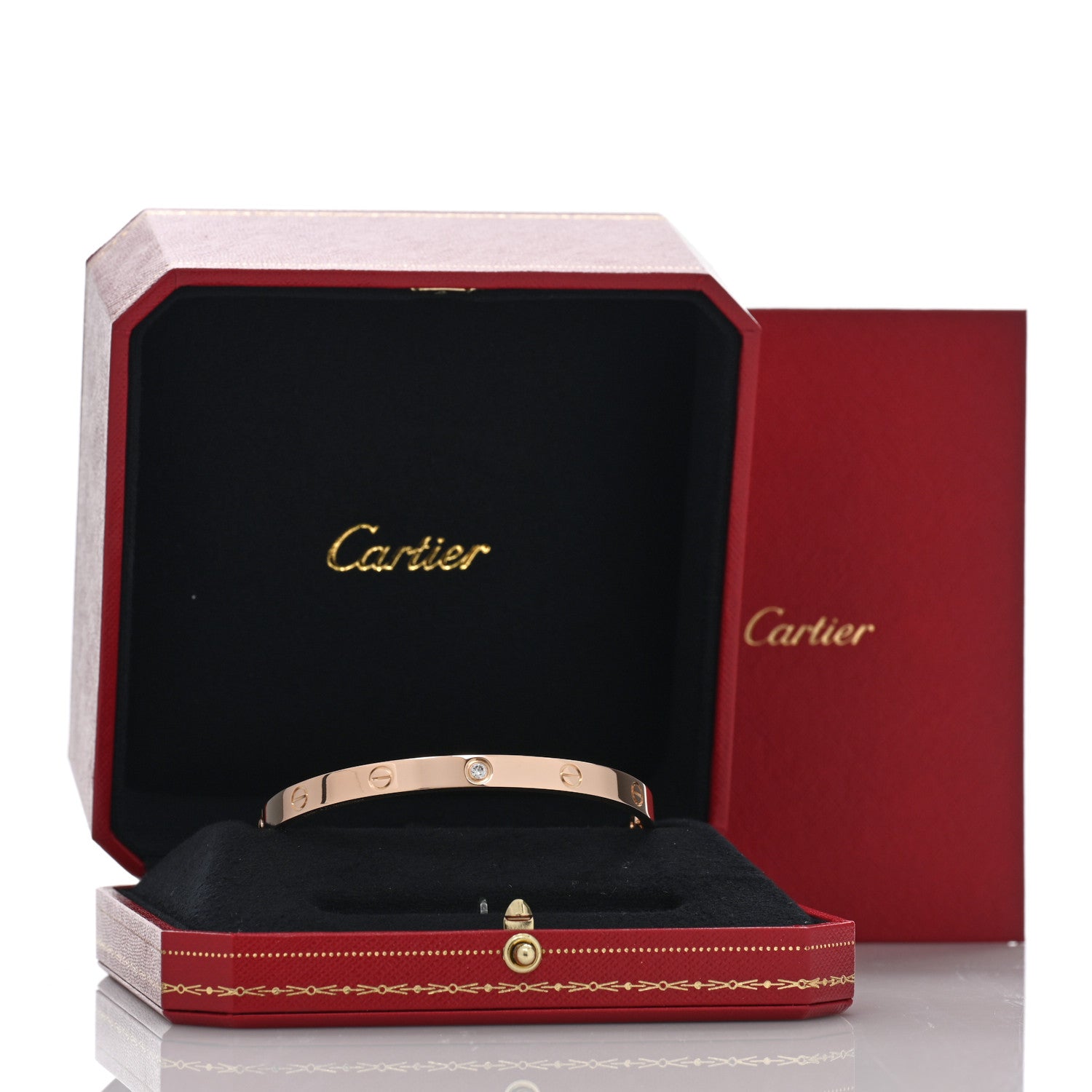 Cartier 18K Pink Gold 1 Diamond LOVE Bracelet 20 2 of 6