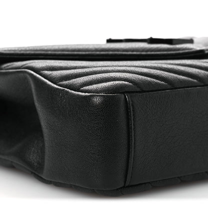 Saint Laurent Sheepskin Matelasse Chevron Monogram Monochrome Medium College Bag Black 9 of 11