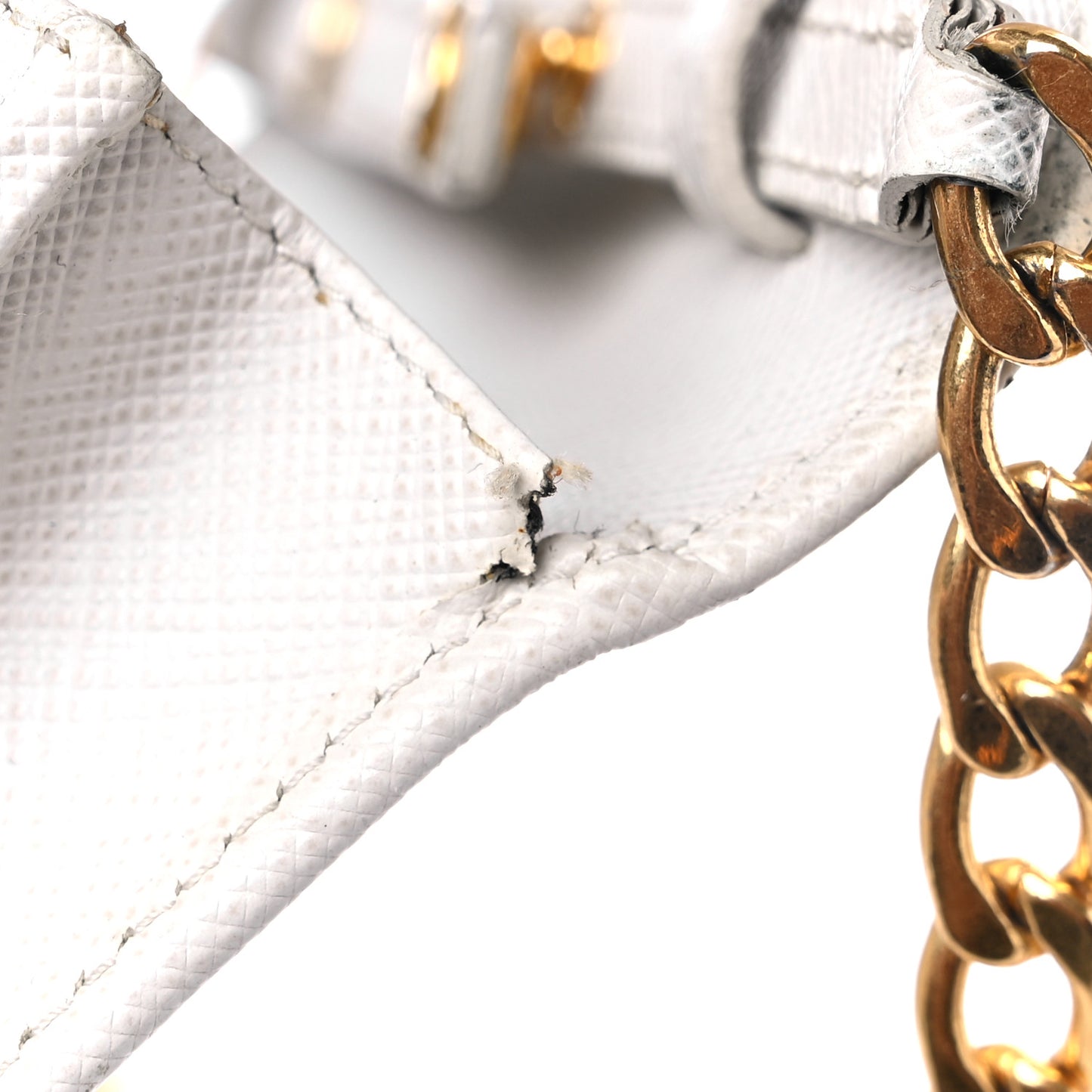 Saffiano Lux Chain Wallet White