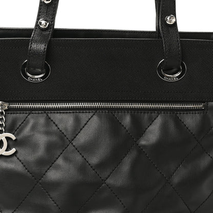Chanel Coated Canvas Quilted Large Paris Biarritz Tote Black 9 of 11