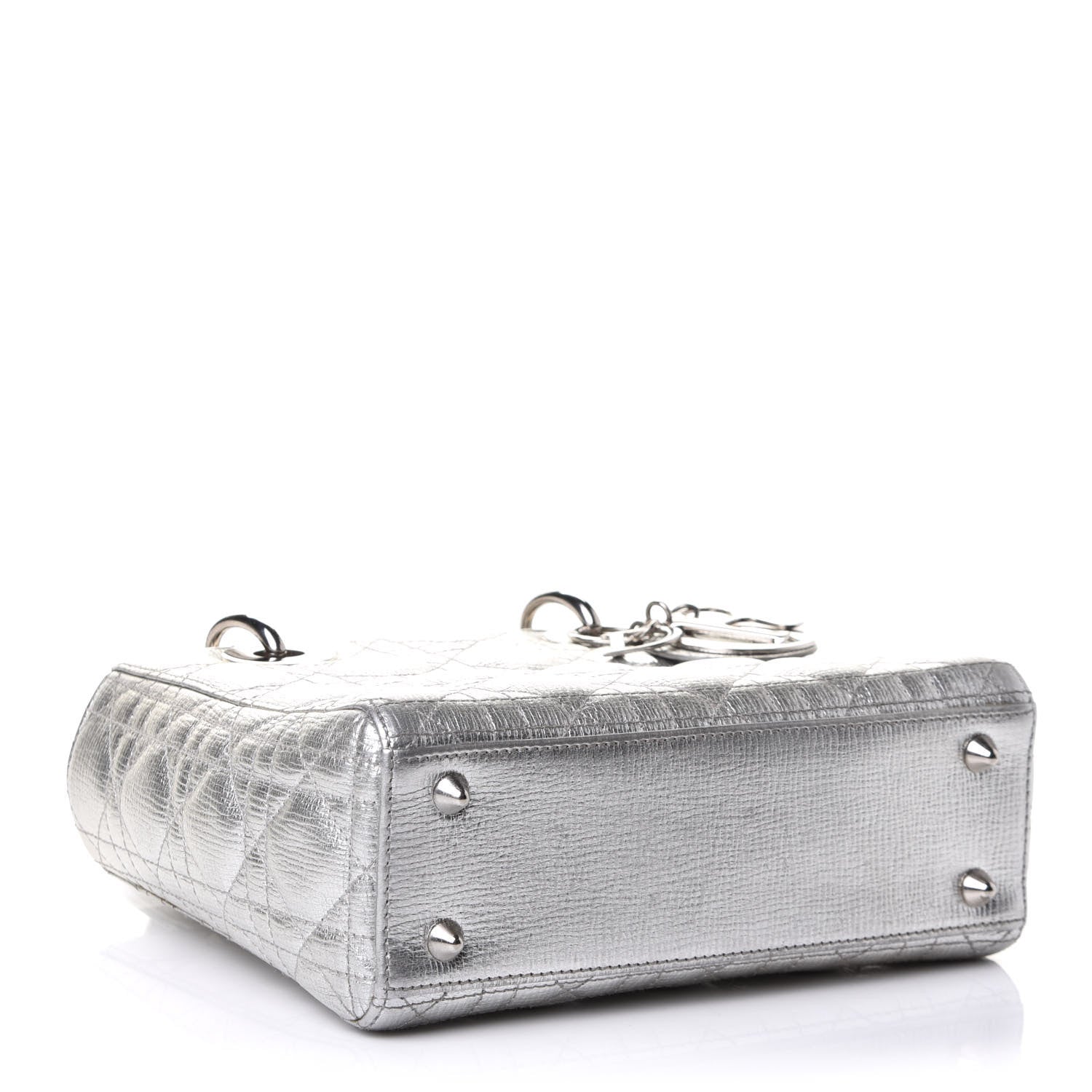 Christian Dior Metallic Grained Calfskin Cannage Small Lucky Badges My Lady Dior Silver 4 of 11