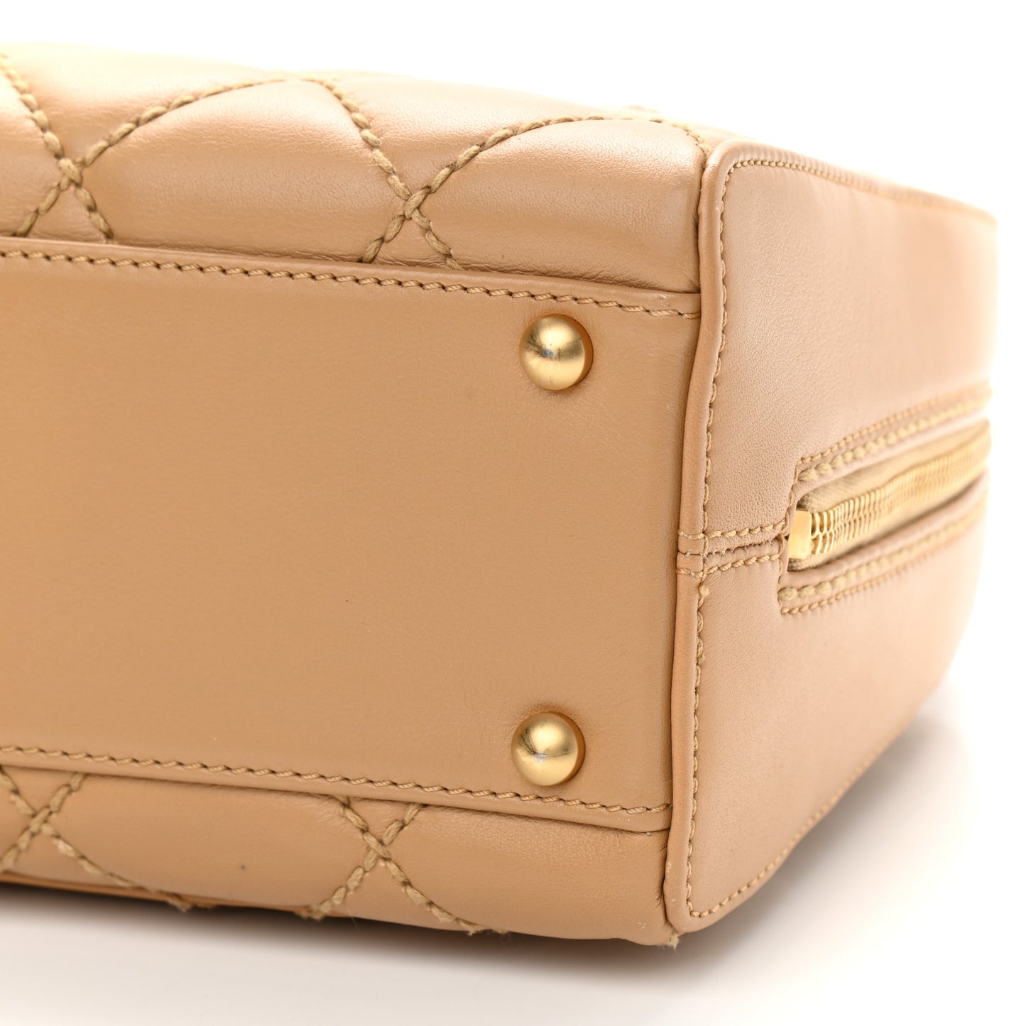 Calfskin Stitch Surpique Bowler Beige