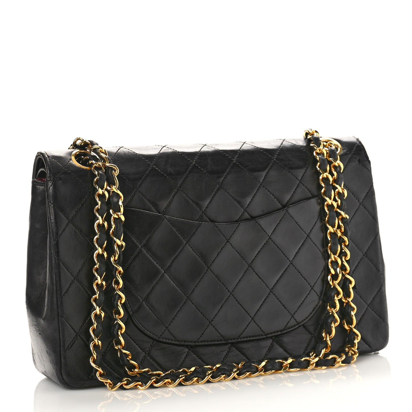 Lambskin Quilted Medium Double Flap Black