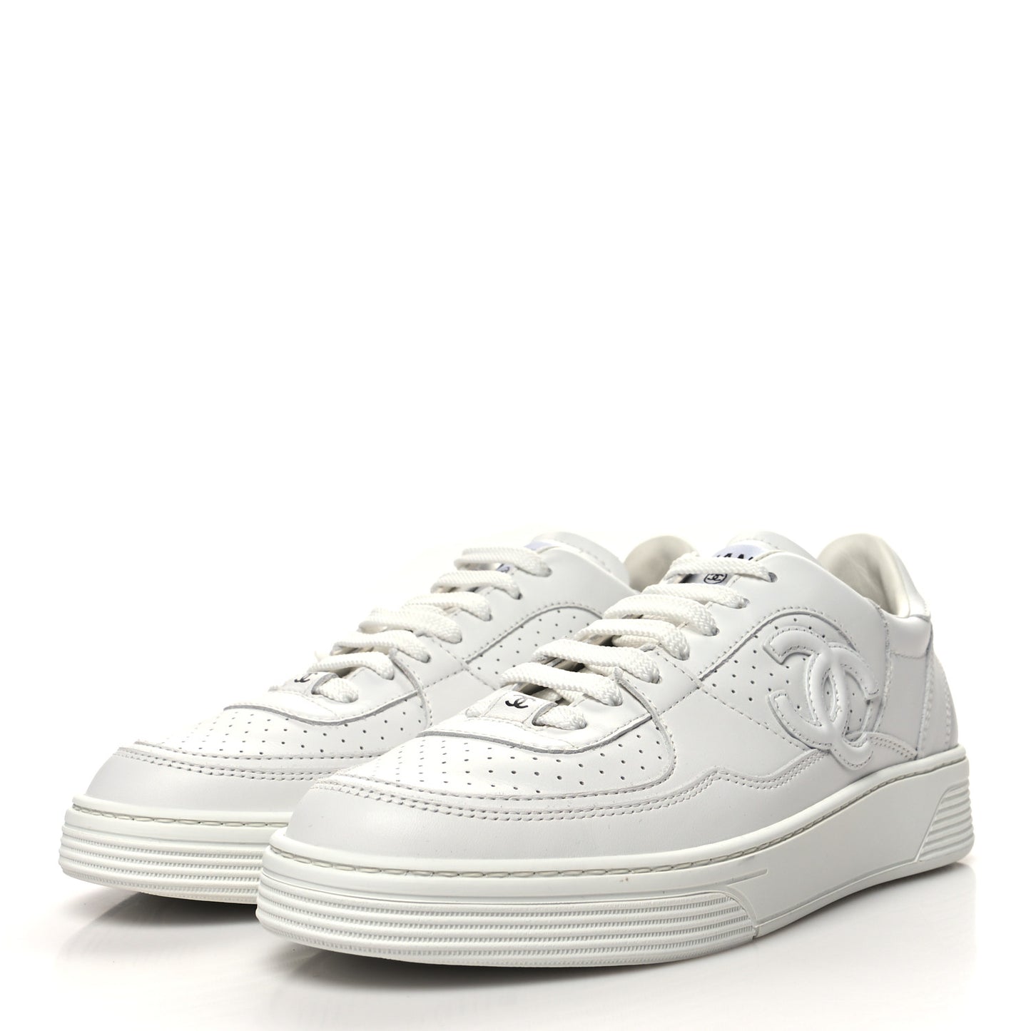 Calfskin CC Womens Sneakers 39.5 White