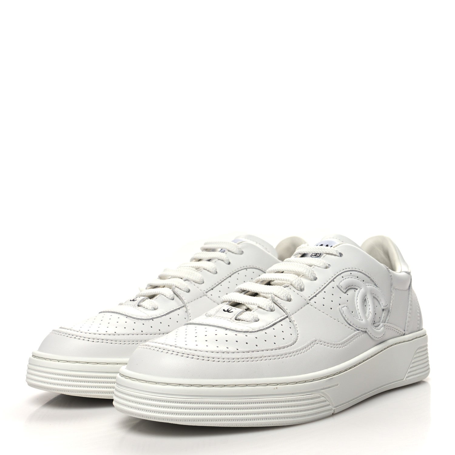 Chanel Calfskin CC Womens Sneakers 39.5 White 3 of 8