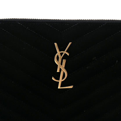 Saint Laurent Velvet Matelasse Chevron Monogram A5 Wristlet Black 8 of 11