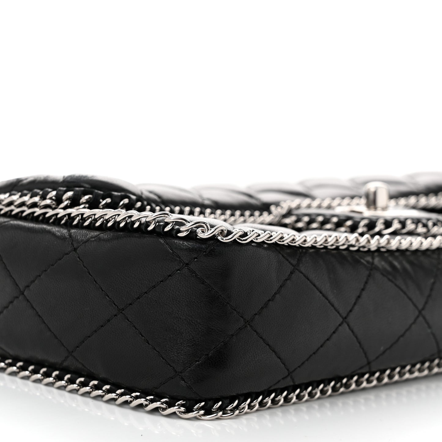 Lambskin Quilted East West Chain Around Flap Black