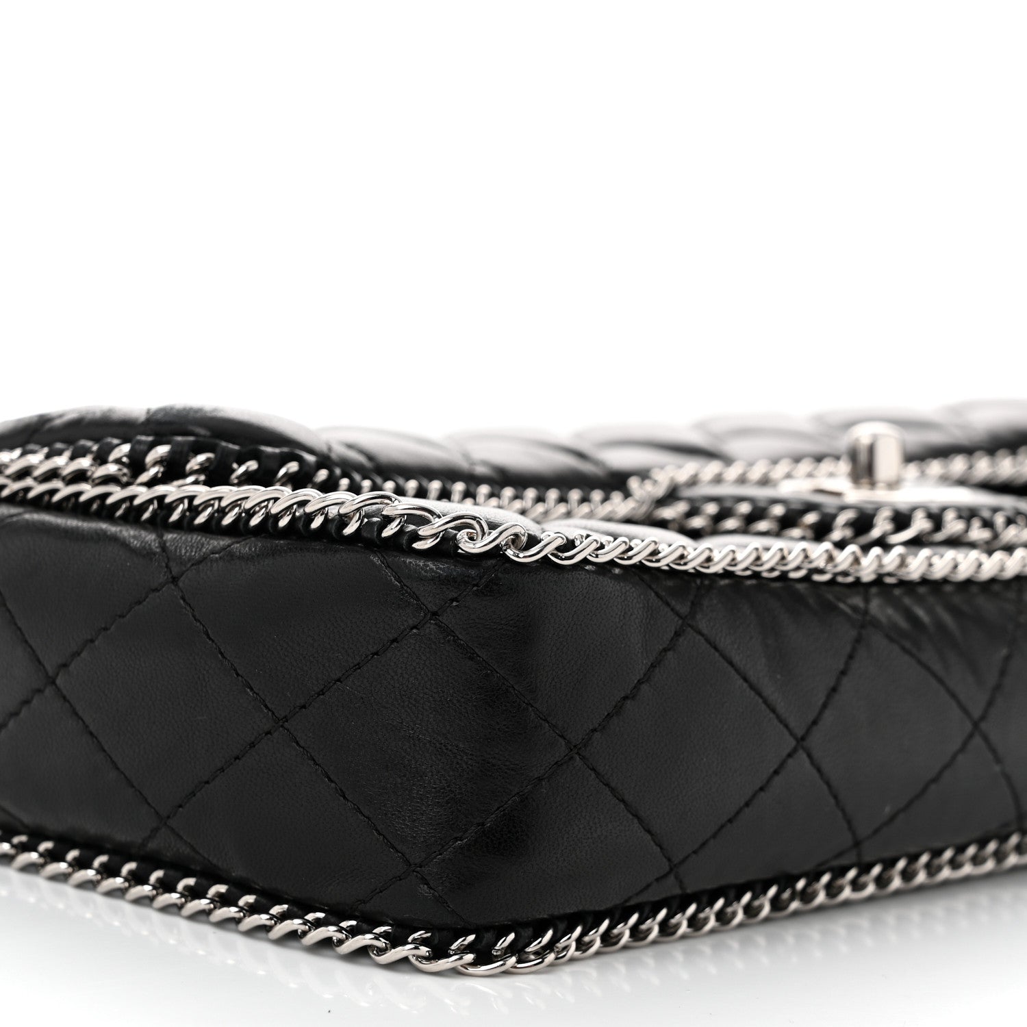 Chanel Lambskin Quilted East West Chain Around Flap Black 9 of 11