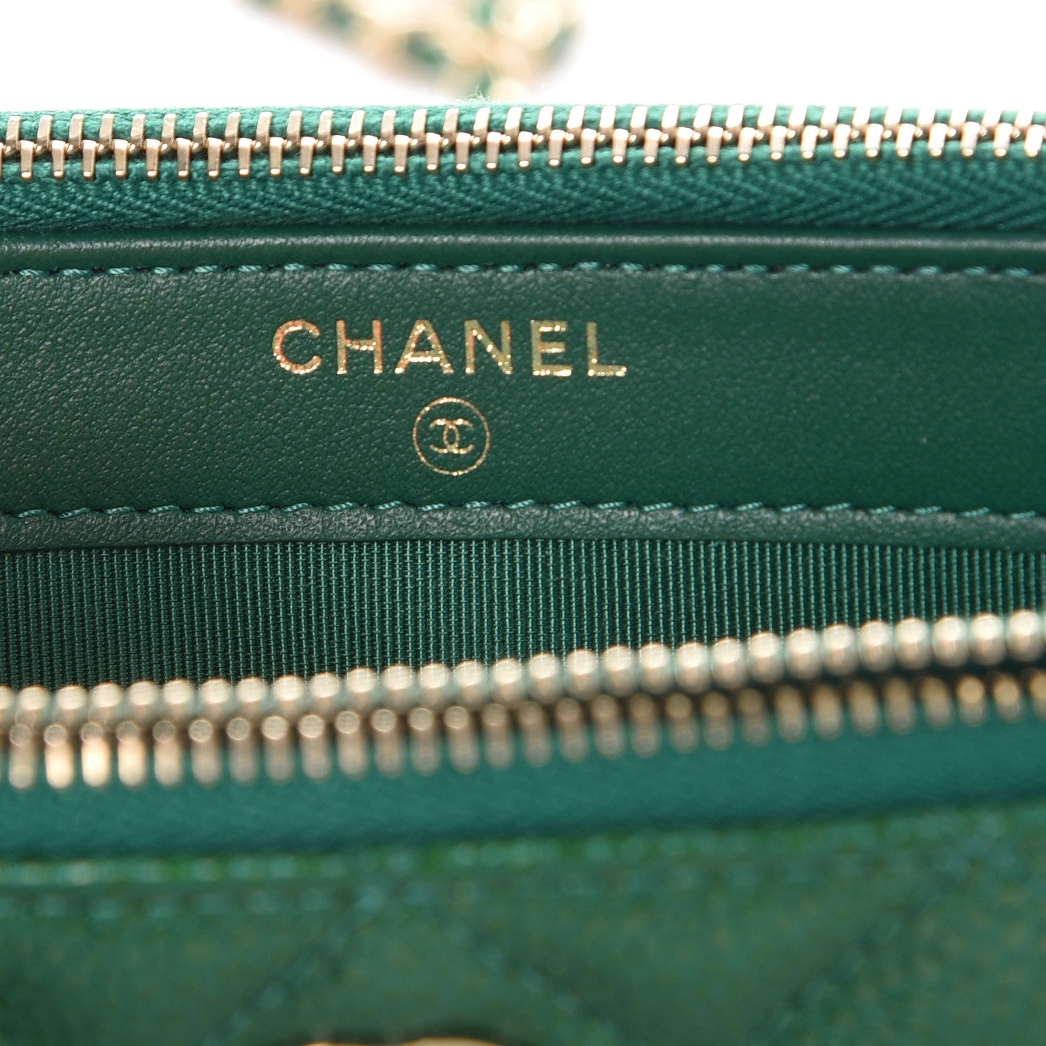 Chanel Caviar Quilted Small Clutch With Chain Green 7 of 10