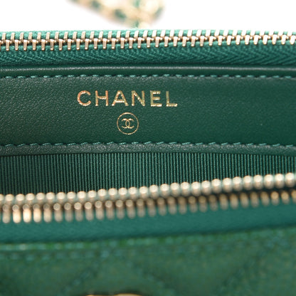 Chanel Caviar Quilted Small Clutch With Chain Green 7 of 10