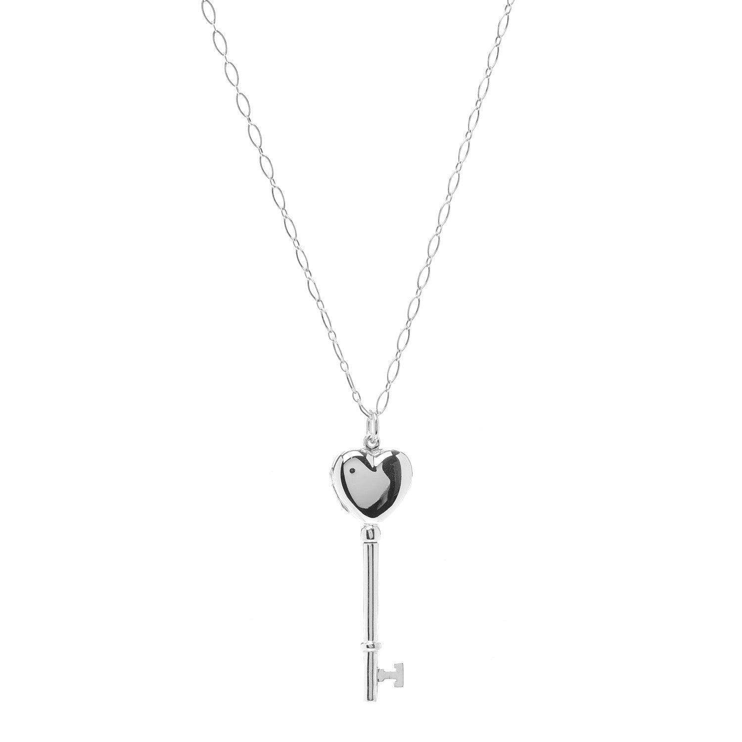 Tiffany Sterling Silver Heart Key Locket Pendant Necklace 1 of 6