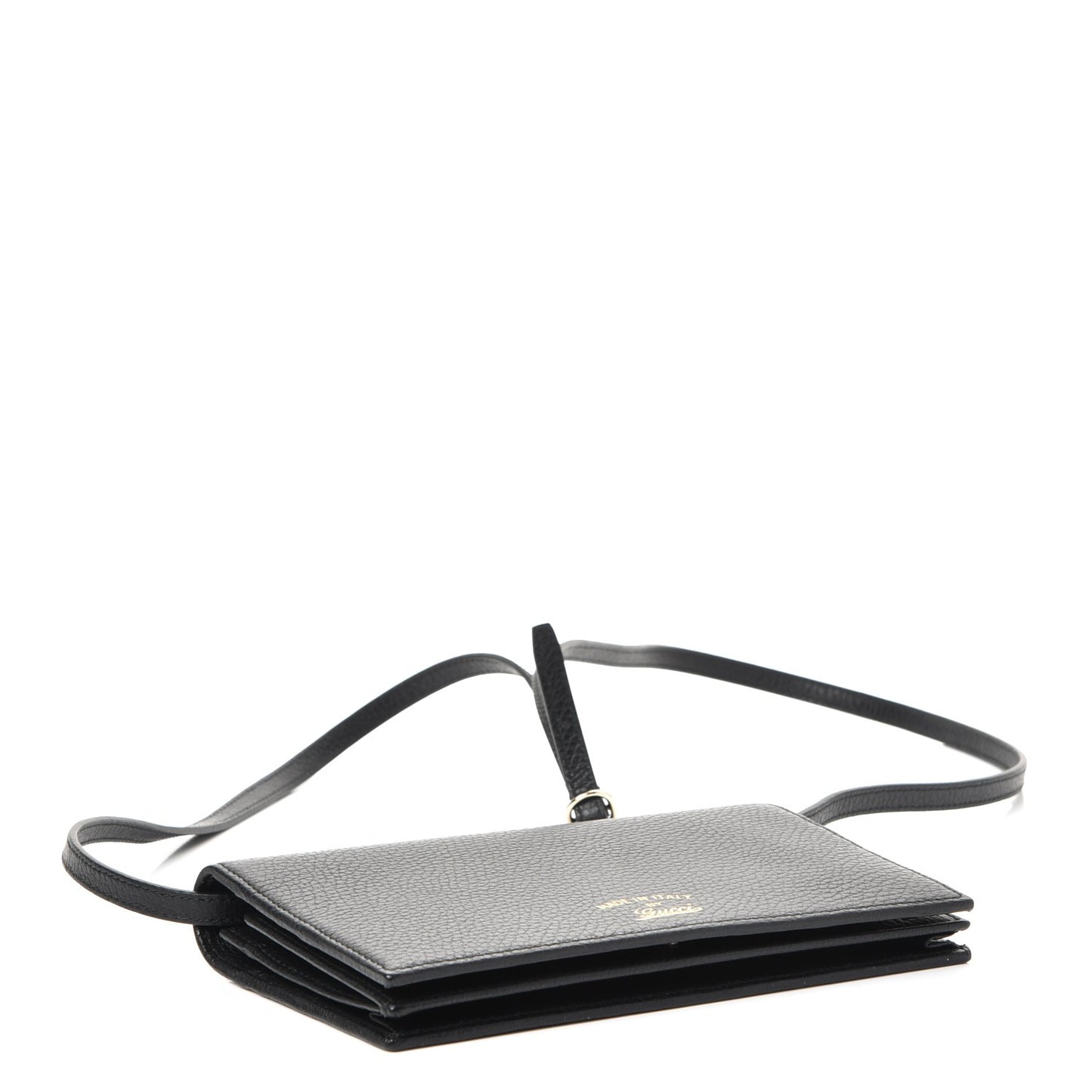 Dollar Calfskin Mini Swing Wallet Bag Black