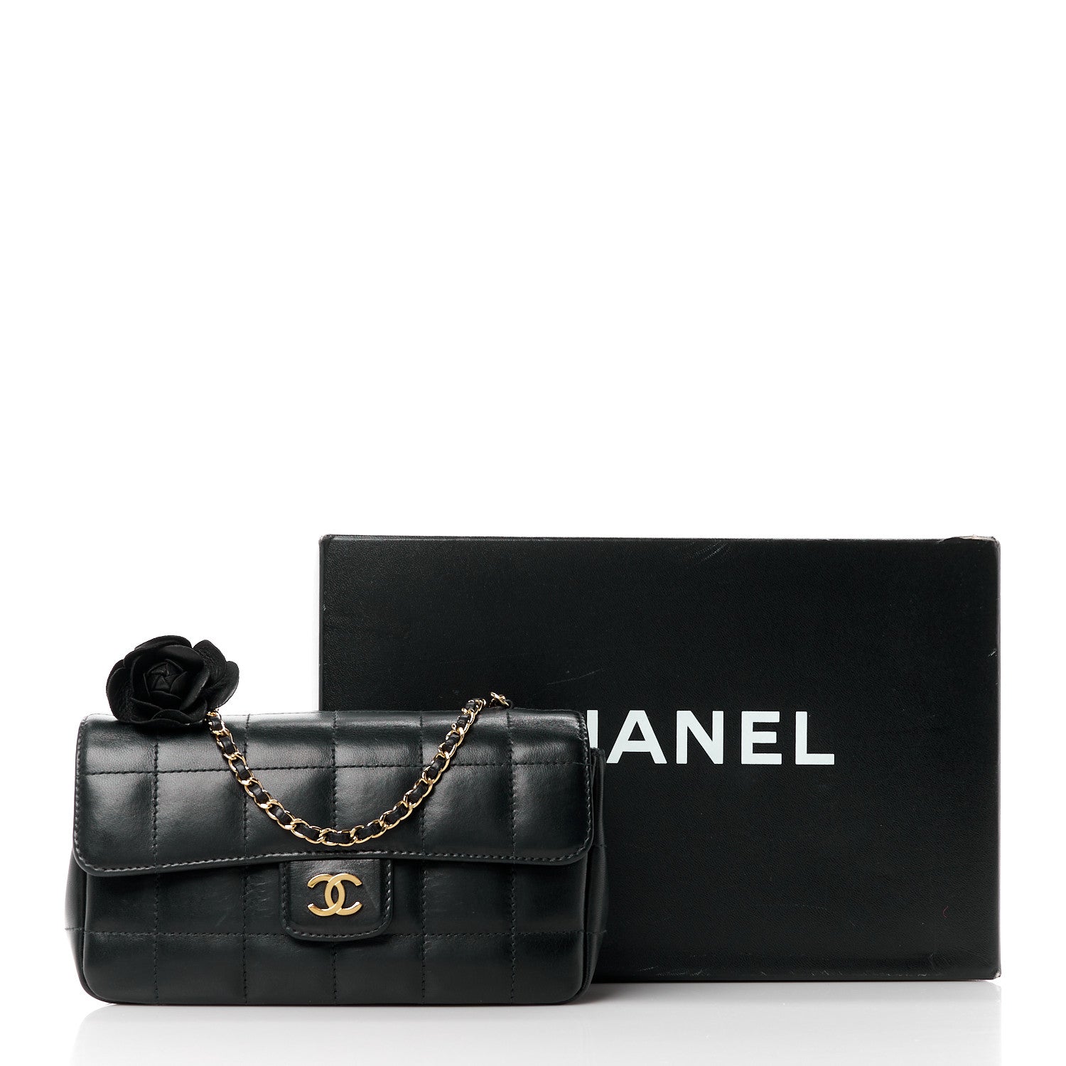 Chanel Lambskin Quilted Mini Chocolate Bar Camellia Flap Black 11 of 11
