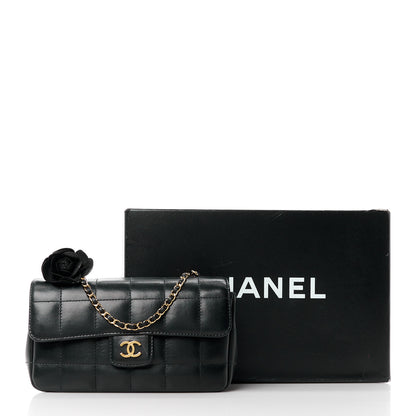 Chanel Lambskin Quilted Mini Chocolate Bar Camellia Flap Black 11 of 11