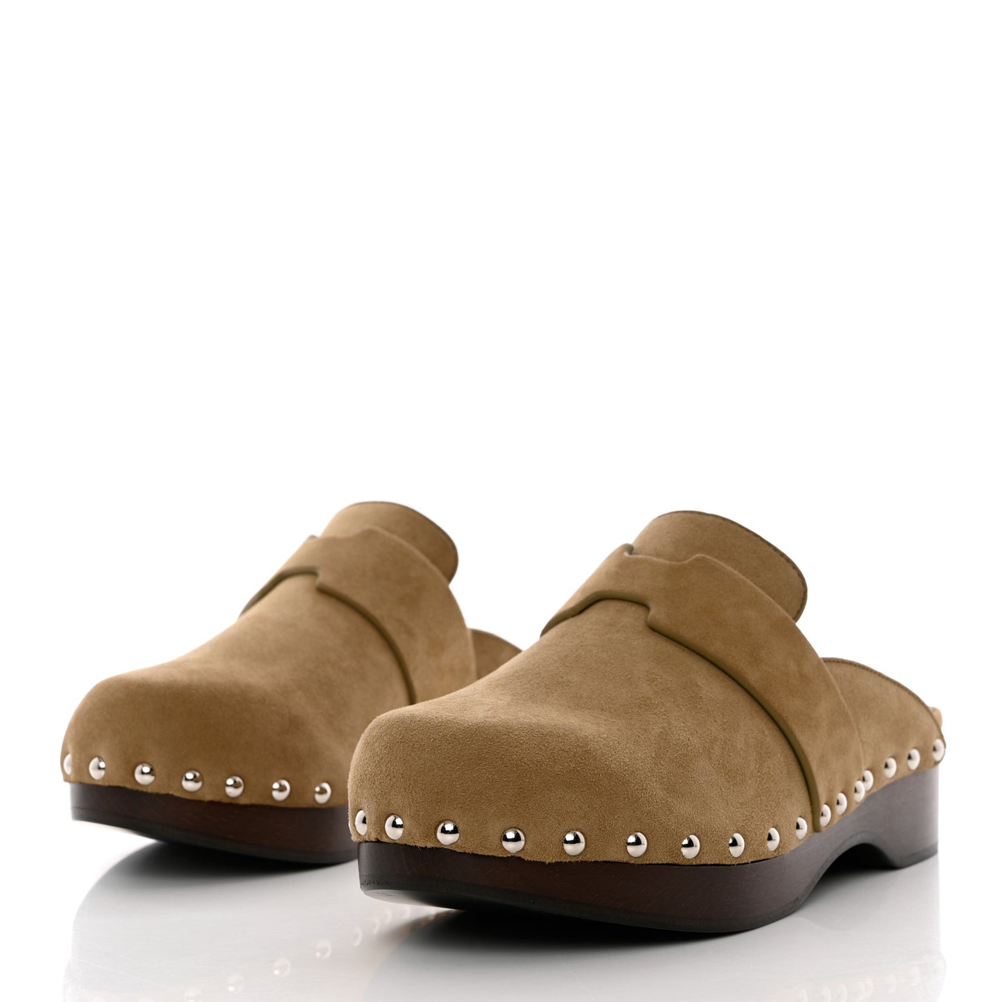 Suede Goatskin Calya Mules 36 Beige Gobi