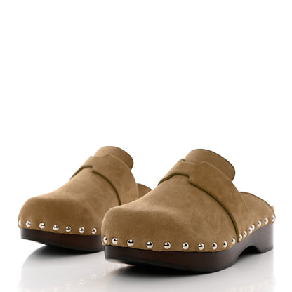 Hermes Suede Goatskin Calya Mules 36 Beige Gobi 3 of 7