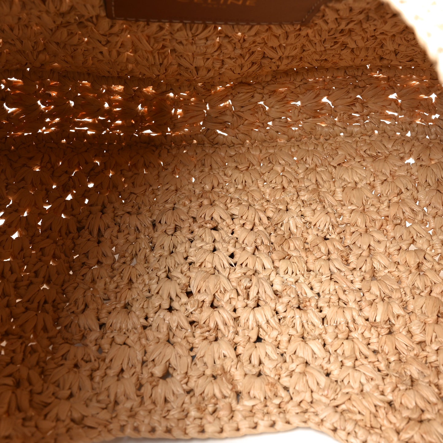 Raffia Calfskin Triomphe Panier Hobo Bag Natural Tan