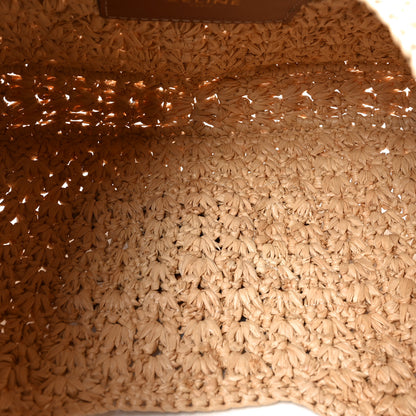 Celine Raffia Calfskin Triomphe Panier Hobo Bag Natural Tan 5 of 11