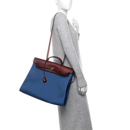 Hermes Toile Vache Hunter Herbag Zip 39 MM Bleu Orage Rouge H 2 of 13