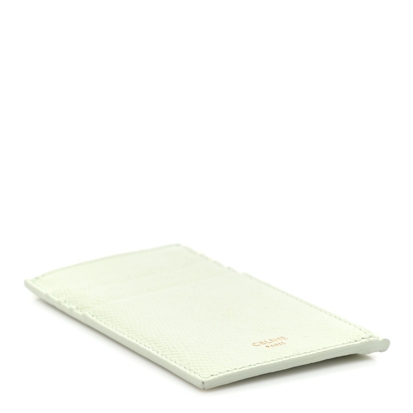 Grained Calfskin Zipped Card Holder Vert D'eau