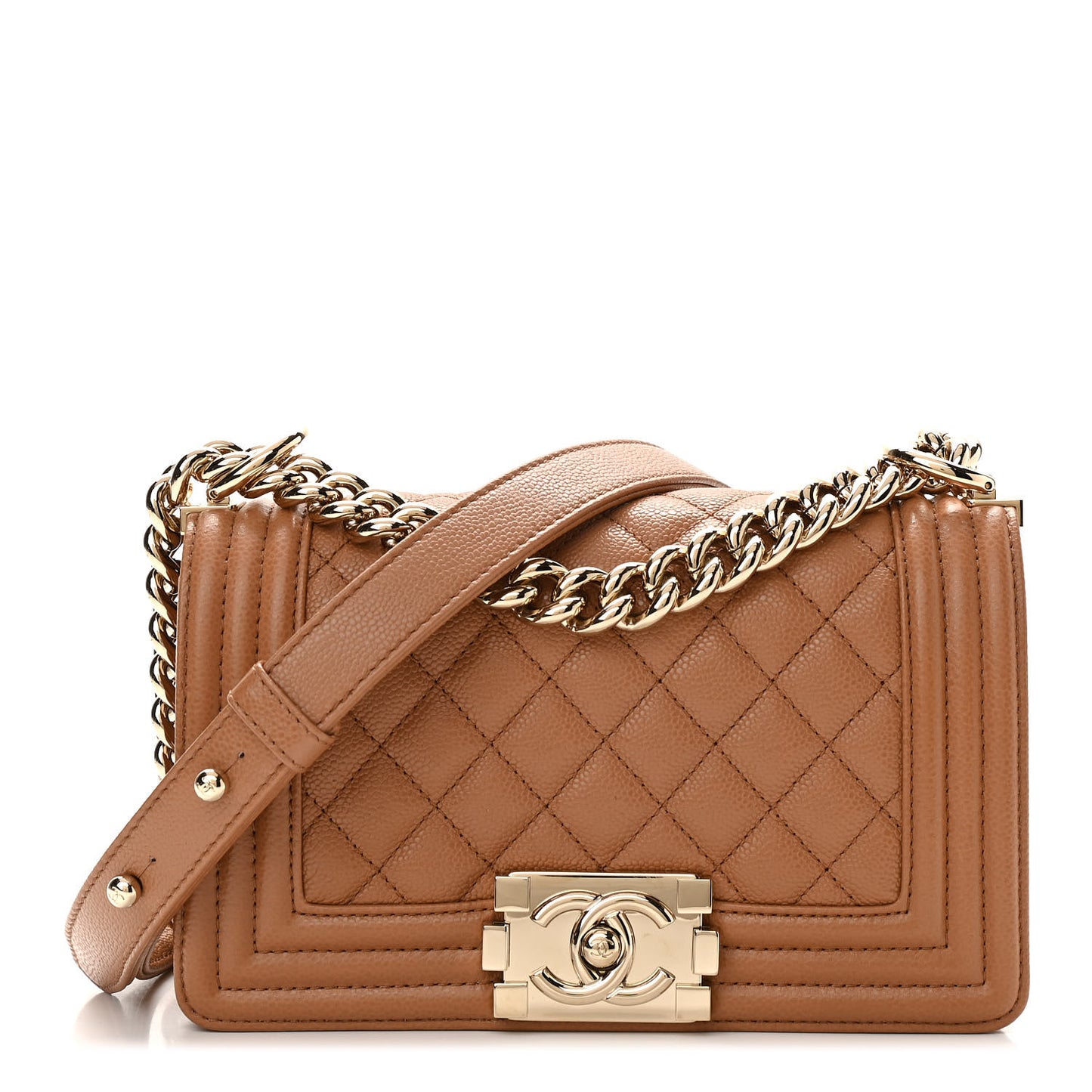 Caviar Quilted Small Boy Flap Brown