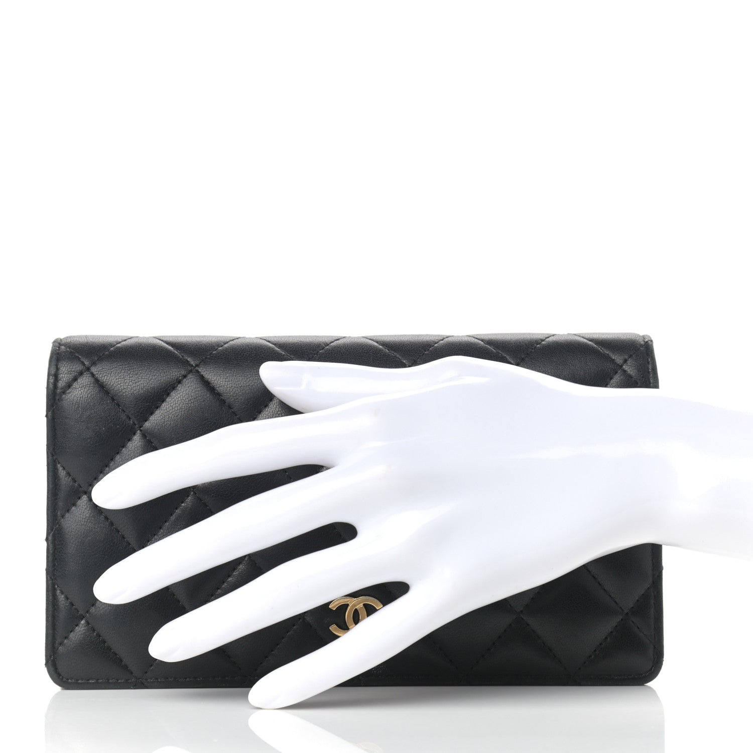 Chanel Lambskin Quilted Yen Wallet Black 2 of 12
