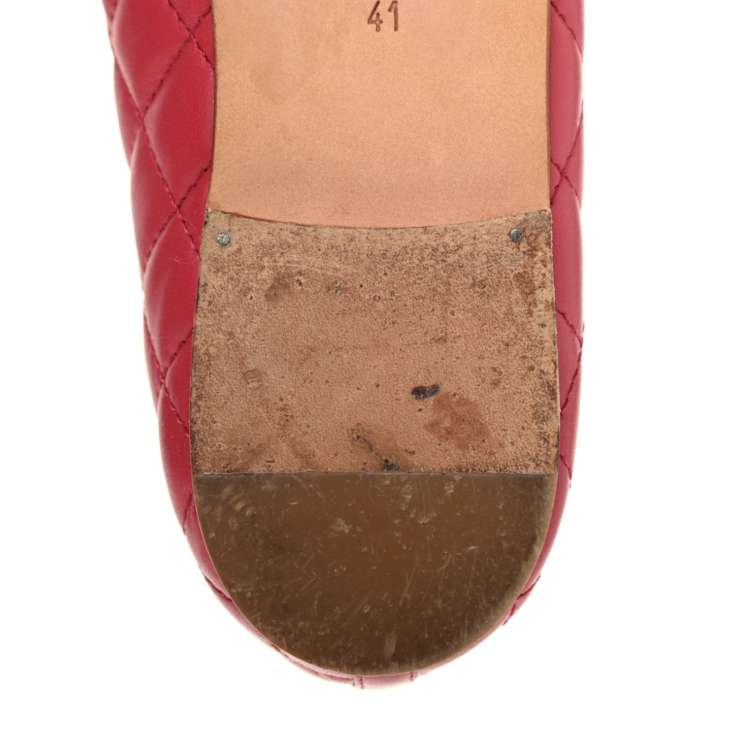 Chanel Lambskin Quilted CC Cap Toe Ballerina Flats 41 Dark Pink 12 of 16