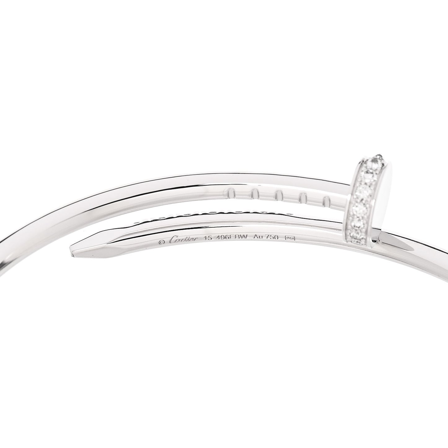18K White Gold Diamond Small Juste Un Clou Reverse Set Bracelet 15